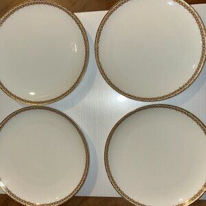 Haviland Limoges Plates, Set of four, 7.5"D Gold, Red Border